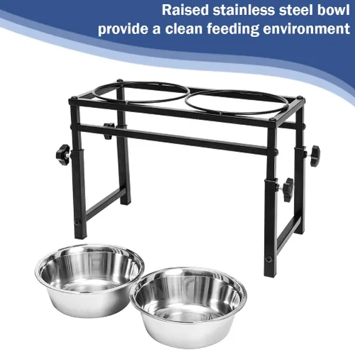 Miniatura 5 de SCENEREAL Cuencos elevados ajustables para perros, se ajusta a un comedero elevado de acero inoxidable de 11 a 16 pulgadas, estación de platos