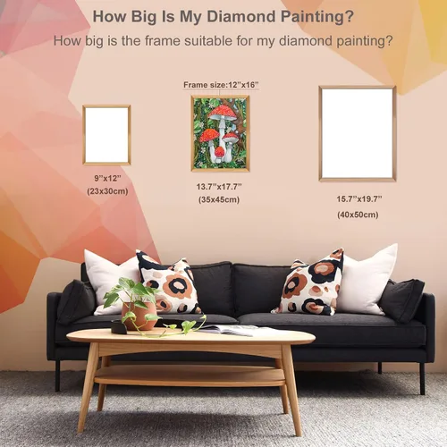 Miniatura 3 de Stalente Kits de pintura de diamantes para adultos, pintura de diamante 5D con taladro redondo completo para decoración de pared del hogar, hongos