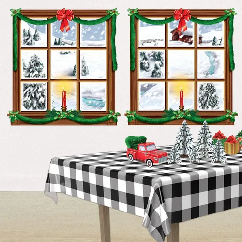 Miniatura 6 de Beistle 5 piezas impresas de plástico para decoración de Navidad para interiores, fondo de cabina de fotos de vacaciones, 15 - 49 pulgadas