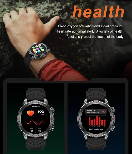 Miniatura 3 de Reloj inteligente para exteriores, responder llamadas, notificación de mensajes, reloj inteligente militar, compatible con iPhone, Android, linterna