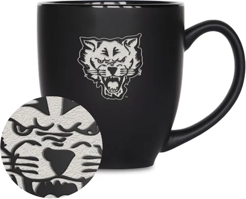 Miniatura 121 de Rico Industries - Taza de cerámica mate negra con grabado láser estándar de 15oz para NCAA (escuelas T & U) - Para bebidas calientes o frías