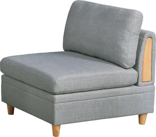Miniatura 6 de Muebles de sala de estar, juego de sofá modular de 5 piezas, sofá de tela Dorris gris claro, 2 cuñas de esquina, 1 silla sin brazos y 2 otomanas
