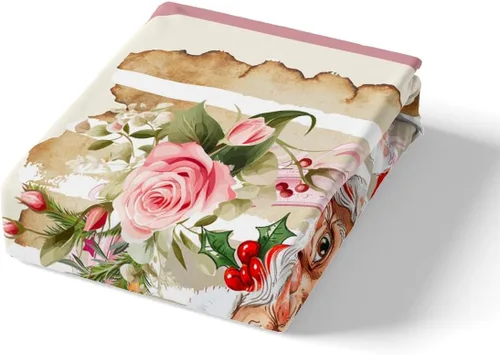 Miniatura 4 de Funda de edredón de Papá Noel, juego de ropa de cama para niños, funda de edredón de flores rosas para decoración de habitación de niños y niñas