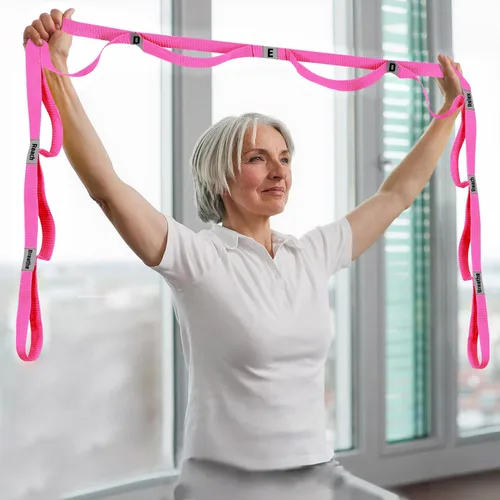 Miniatura 12 de Correa elástica para yoga, no elástica, con letras y comentarios, 10 bucles para terapia física, ejercicio, pilates, baile, gimnasia