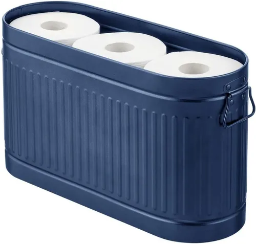 Miniatura 9 de mDesign Organizador grande de papel higiénico de acero, contenedor de almacenamiento de 6 rollos para suelo de baño, se adapta debajo del fregadero