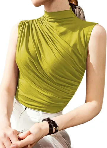 Miniatura 2 de Avanova Blusa sin mangas con cuello alto falso para mujer