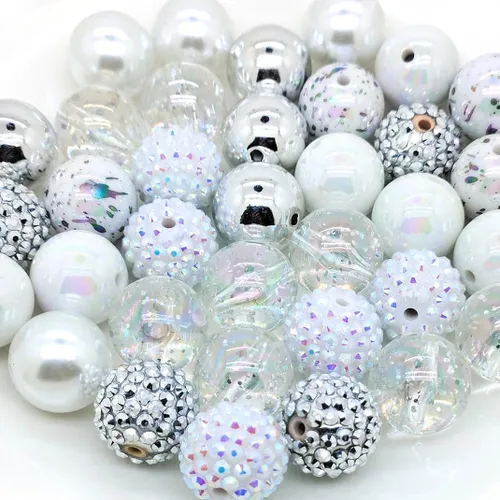 Miniatura 18 de Cuentas de diamantes de imitación de colores redondas espaciadoras para joyería, pulsera, collar, bolígrafo, bolsa, cadena, suministros de 0.630 in