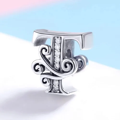 Miniatura 4 de Plata de ley 925 maciza con piedras cúbicas, opciones de regalo completas AZ alfabeto encantador, letras abalorios para pulseras europeas Pandora
