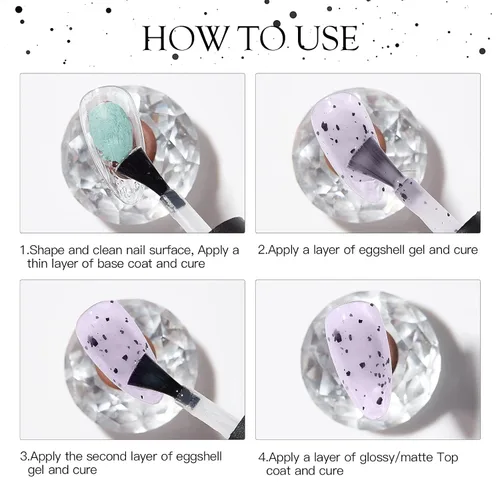 Miniatura 6 de MEET ACROSS Jelly Eggshell - Juego de 6 esmaltes de uñas de gel, color rosa, verde, morado, esmalte de gel agrietado, colección de macarrones