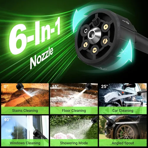 Miniatura 2 de Lavadora a presión inalámbrica de 1200 PSI, 2 baterías de 4.0 Ah con bomba de émbolo triple y ajustes de presión, motor sin escobillas de 500 W