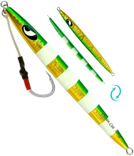 Miniatura 7 de OCEAN CAT Señuelos de pesca con jigging de paso lento, kit de plantillas brillantes para pesca en agua salada con ayuda de anzuelo lento, anzuelo