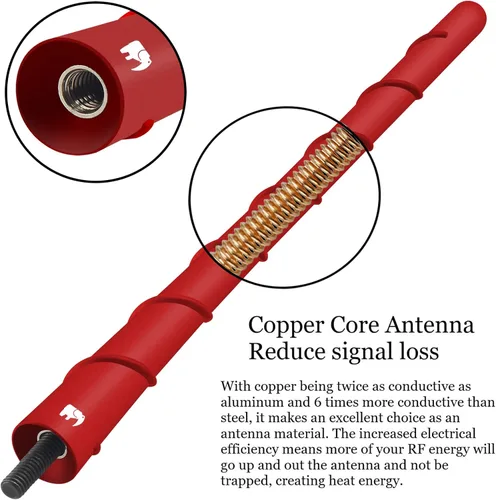 Miniatura 3 de ONE250 Antena flexible en espiral de 8 pulgadas, compatible con Nissan - Frontier (1998-2021), Titan (2004-2023), Rogue (2008-2021), Pathfinder Rojo