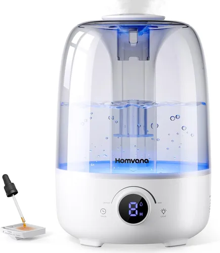 Homvana Humidificadores para Dormitorio Difusores - Humidificador de Niebla Fría de Llenado Superior 4L Habitación Grande, Difusores de 40H de Blanco