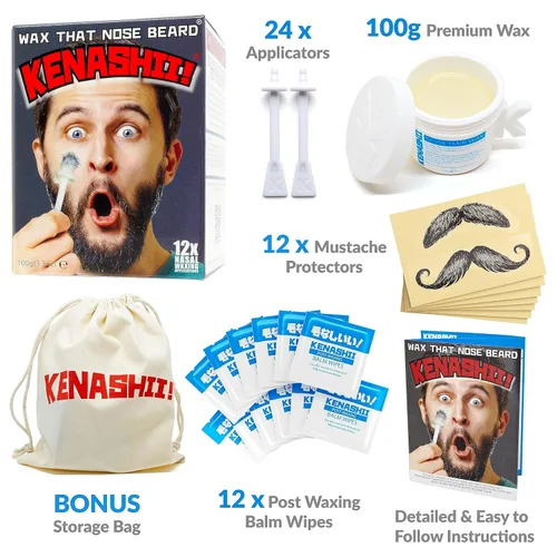 Miniatura 5 de KENASHII Kit de cera nasal 100 g de cera, 24 aplicadores Kit de depilación para hombres y mujeres Incluye toallitas bálsamo y protectores
