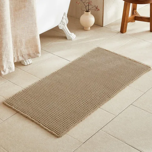 Miniatura 44 de TYUU Tapete de baño estilo gofre, tapete de baño bohemio, antideslizante, lavable, súper absorbente, de secado rápido, bonito tapete de baño