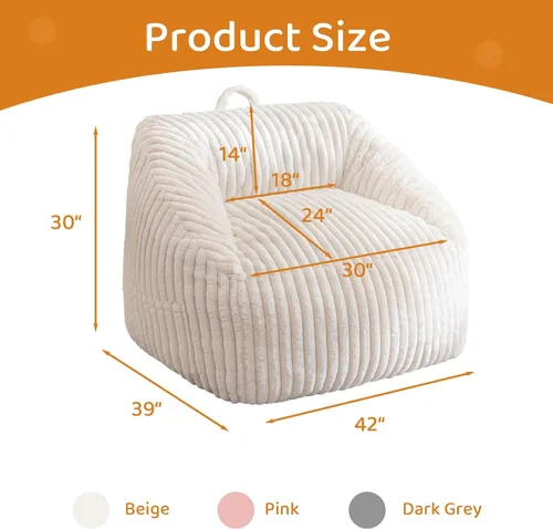 Miniatura 2 de BYBYME Silla Puf Gigante para Adultos y Niños, Puf Grande Cómodo y Acogedor, Sofá de Piso para Adolescentes, Sala de Estar, Juegos, Lectura, Beige