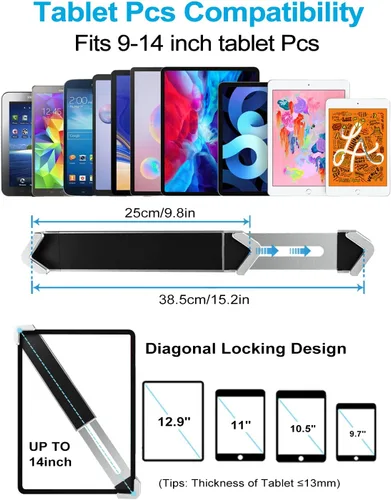 Miniatura 2 de Soporte antirrobo para tablet de 9 a 14 pulgadas, soporte de piso de escritorio para iPad de seguridad, soporte de pantalla POS resistente
