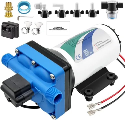Bomba de diafragma autocebante eléctrica de alta presión de 12V CC, equipada con interruptor de presión, 5.5GPM, 70Psi, para RV Marine Yacht Lawn
