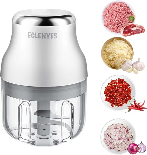 Picador de ajos, mini procesador de alimentos, picador mini recargable por USB, potente triturador de ajos, licuadora para verduras, picadora de
