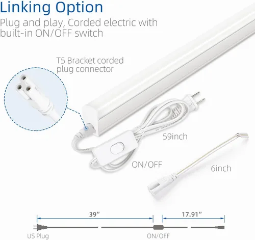 Miniatura 4 de Iluminación LED para debajo del gabinete, 1 pie, 5 W, 6000 K, 500 lm, luces debajo de la encimera para cocina, tienda, eléctrica con cable