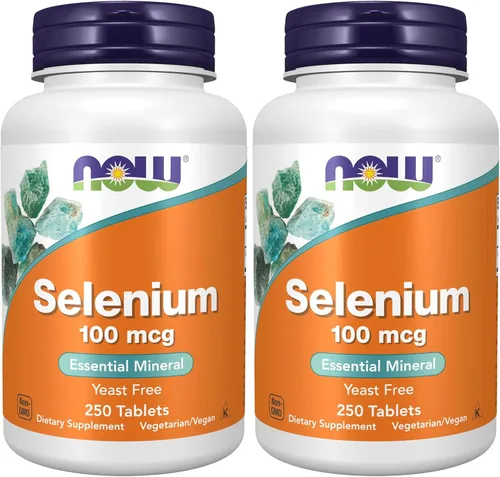 NOW Suplementos, Selenio (L-Selenometionina) 100 mcg, Mineral Esencial*, 250 Tabletas (Pack de 2)