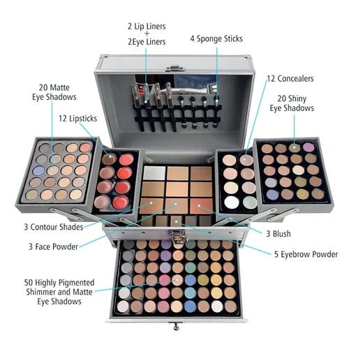 Miniatura 6 de Kit de maquillaje todo en uno para adolescentes y mujeres, juego de paleta de maquillaje de 132 colores combinados, incluye sombra de ojos, rubor