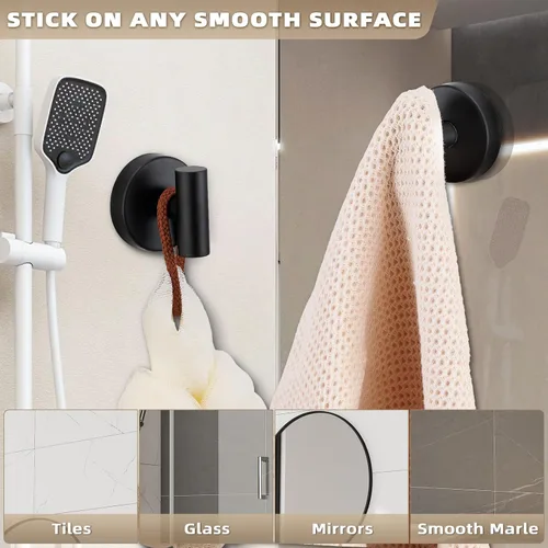 Miniatura 3 de Ganchos de ventosa para ducha - Ganchos reutilizables para baño para toallas, batas y esponjas - Montaje sin taladro en cocina, paredes, metal