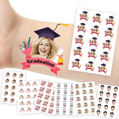 Miniatura 39 de Tatuajes temporales personalizados con foto y nombre, logotipo personalizado para adultos, niños, mujeres, hombres, regalo de boda, cumpleaños