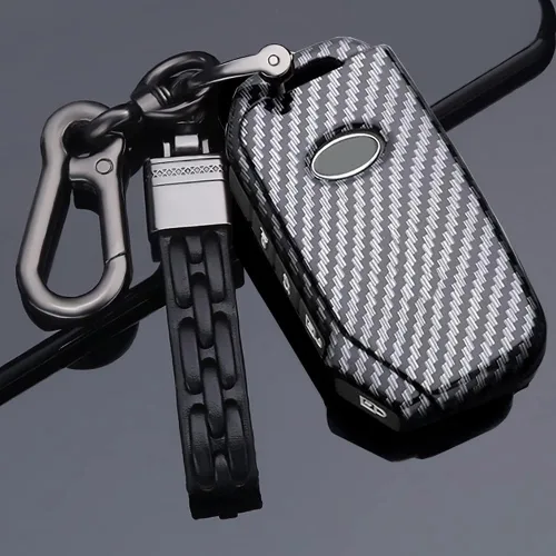 Miniatura 4 de SANRILY Funda de llave para Kia Telluride Remote Key Case Shell Holder con llavero, Negro