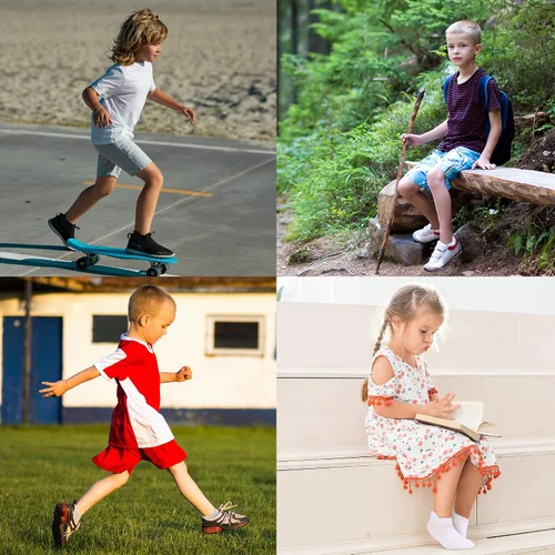 Miniatura 6 de Calcetines de tobillo para niños y niñas par con zapatillas de deporte - Calcetines deportivos suaves de algodón para niños