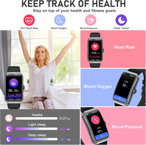 Miniatura 3 de Rastreador de actividad física con frecuencia cardíaca 24/7, oxígeno en sangre, rastreador de sueño, reloj de fitness impermeable, rastreador