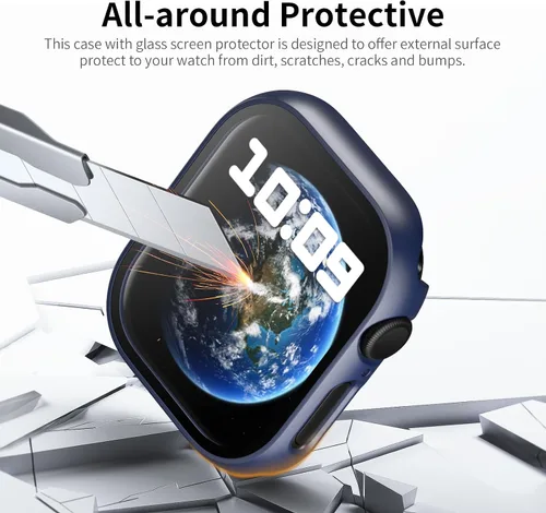 Miniatura 3 de Juego de 6 fundas para Apple Watch 40 mm SE 2 (2024) Series 6, Series 5, Series 4 con protector de pantalla de vidrio templado, funda protectora
