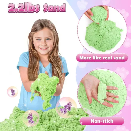 Miniatura 3 de Lorfancy Juguetes de Caja de Arena para Gatos Kit de Juego con Arena para Niños Juguete Sensorial de Contenedor para Niños Pequeños 2.2 libras Arena
