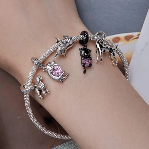 Miniatura 99 de Abalorios de plata de ley para pulseras, collares, familia para siempre, circonita cúbica, regalo de joyería para mujeres