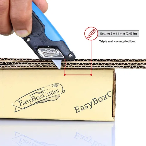 Miniatura 6 de EasyCut 1000 Cuchillo utilitario retráctil seguro para cortar cajas, azul, 09780