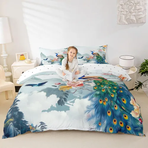 Miniatura 20 de Erosebridal Juego de ropa de cama para niños, juego de funda de edredón de sirena tamaño individual, funda de edredón femenina de escamas de peces