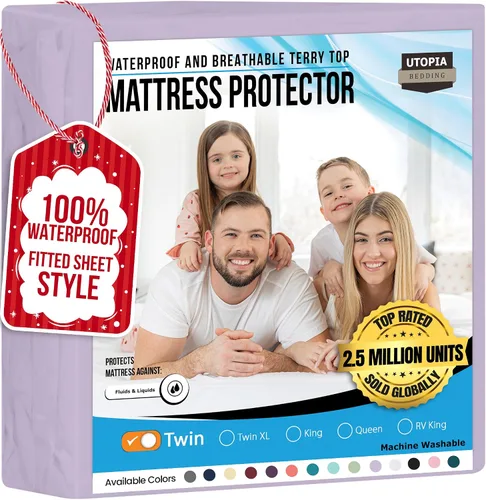 Miniatura 36 de Utopia Bedding – Protector impermeable de colchón tamaño individual, funda de colchón de terry premium de 200 GSM, transpirable, estilo ajustado