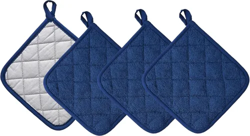 Miniatura 8 de Juego de soportes para ollas de cocina resistentes al calor, juego de agarraderas de algodón puro, salvamanteles, posavasos grandes, almohadillas