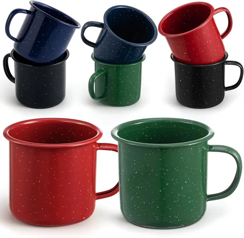 Miniatura 10 de Mimorou 2 tazas esmaltadas de 16 onzas para acampar al aire libre, tazas de café para bebidas frías y calientes, duraderas para el hogar, viajes