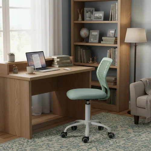 Miniatura 4 de FurnitureR Silla de escritorio para adolescentes, niños y niñas, silla de tareas con malla transpirable y polipropileno con respaldo medio, altura