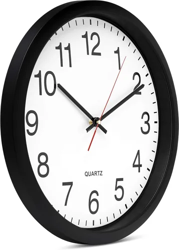 Miniatura 6 de Bernhard Products Reloj de pared negro, 2 unidades, silencioso, sin tictac, de cuarzo, de calidad extra grande, funciona con pilas, redondo, fácil