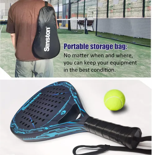 Miniatura 5 de Senston Raqueta de pádel con superficie de fibra de carbono con núcleo de espuma flexible de memoria EVA, pala de pádel con bolsa de transporte