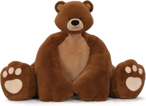 Miniatura 41 de MaoGoLan - Oso de peluche gigante de 52.0 pulgadas, peluche grande color canela con lindo moño y huellas, peluche suave de oso con moño para regalar
