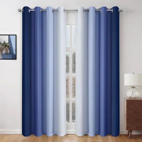 Miniatura 25 de HOMEIDEAS Cortinas Blackout Negras Ombré de 52 x 63 Pulgadas de Largo Degradado Oscurecimiento de Habitación Aislamiento Térmico Ahorro de Energía