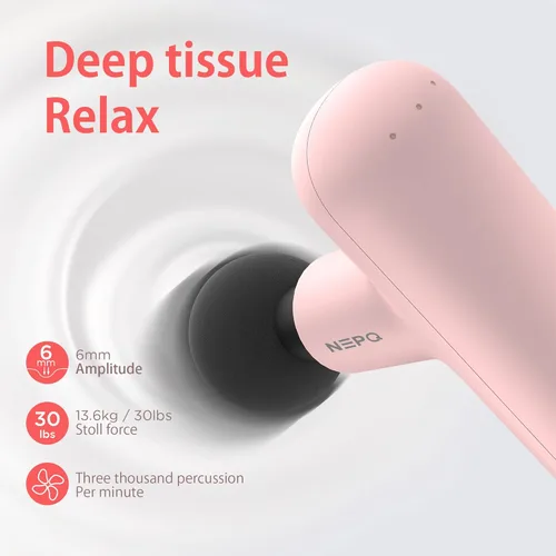 Miniatura 8 de NEPQ Pistola de masaje mini, SK6 Pistola de percusión fascial portátil de tejido profundo, masajeador de músculos de espalda, cabeza y cuello