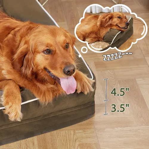 Miniatura 6 de Cama ortopédica para perros extragrandes, cama de espuma XL con forma de caja de huevos impermeable con lados 45x35 pulgadas, cama de sofá