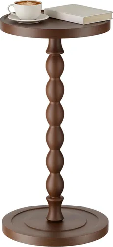 Miniatura 9 de Mesa de bebida de madera maciza, madera de caucho, pequeña mesa auxiliar redonda para espacios pequeños, mesas de Martini, mesas auxiliares de Nogal
