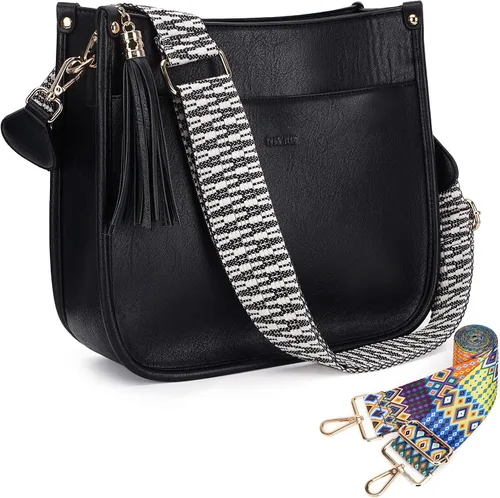 Miniatura 9 de HKCLUF Bolso cruzado para mujer, 2 piezas, de cuero, con 2 correas ajustables de leopardo, bolsa cruzada