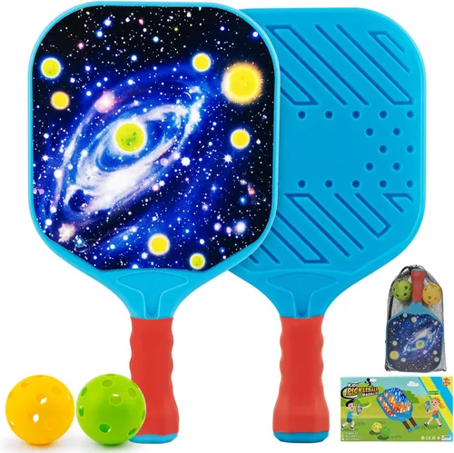 Miniatura 9 de Outdoor Toys for Kids Pickleball Paddles - Outside Beach Yard Games Toy for Kid Ages 4-5-6-7-8-12 Year Old Boys & Girls Gifts, Balls Set of 2, Azul