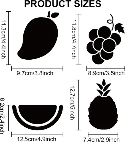 Miniatura 2 de MAYJOYDIY 10 plantillas de frutas de 6 x 6 pulgadas, mango, limón, pera, uva, cereza, sandía, plátano, piña, fresa, plantilla de pintura con pincel